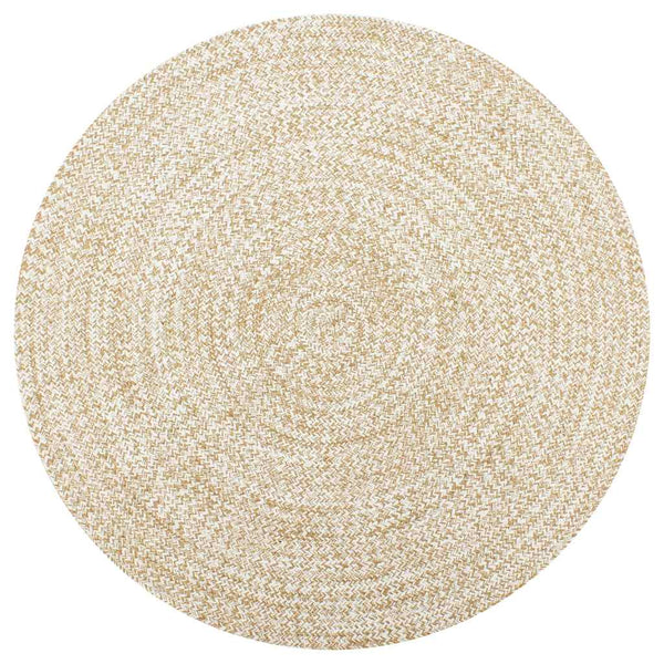 vidaXL Handmade Jute Rug White and Natural 120 cm