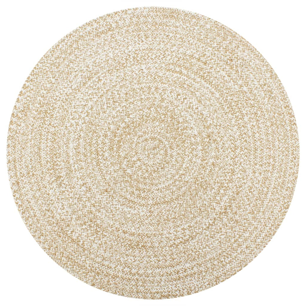 vidaXL Handmade Jute Rug White and Natural 150 cm