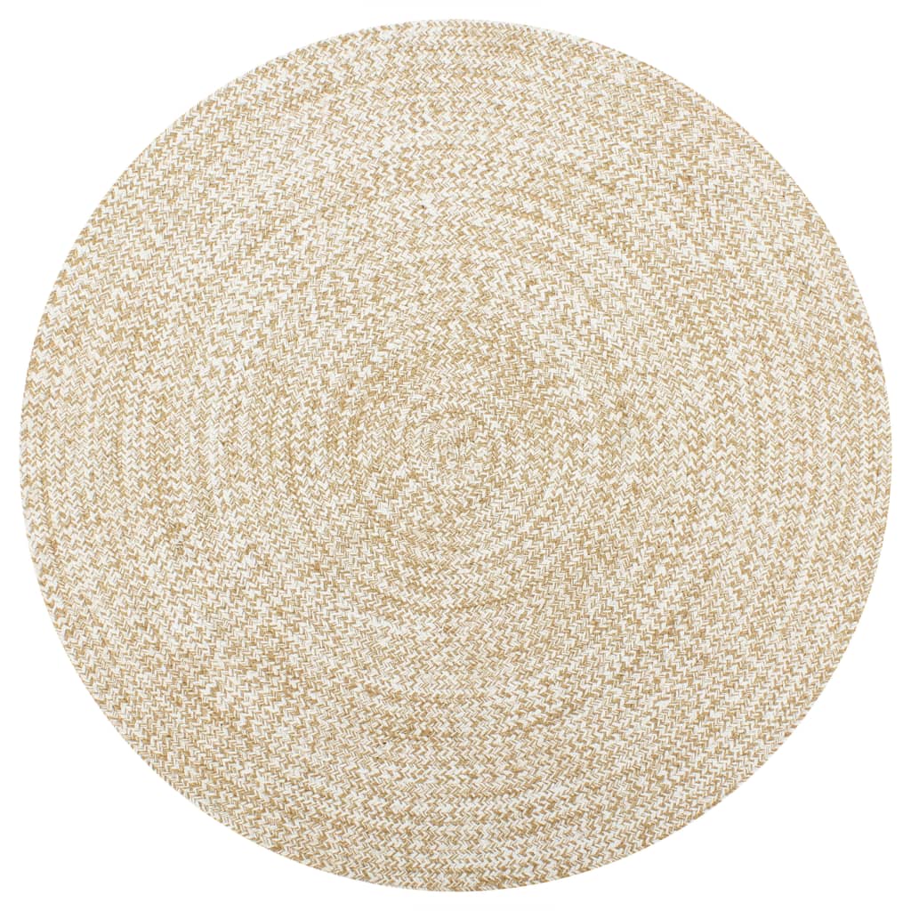 vidaXL Handmade Jute Rug White and Natural 150 cm