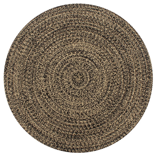 vidaXL Handmade Jute Rug Black and Natural 90 cm