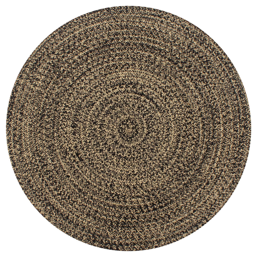 vidaXL Handmade Jute Rug Black and Natural 120 cm