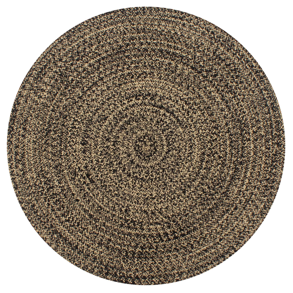 vidaXL Handmade Jute Rug Black and Natural 120 cm