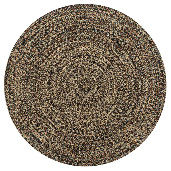vidaXL Handmade Jute Rug Black and Natural 120 cm