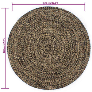 vidaXL Handmade Jute Rug Black and Natural 120 cm