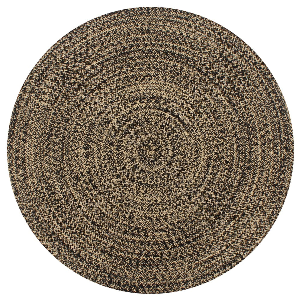vidaXL Hand-Braided Jute Rug Black and Natural 150 cm