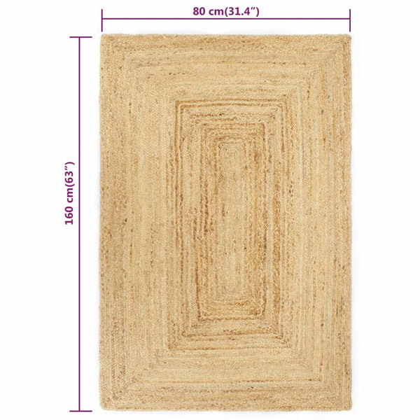 vidaXL Hand-Braided Jute Rug Natural 80x160 cm