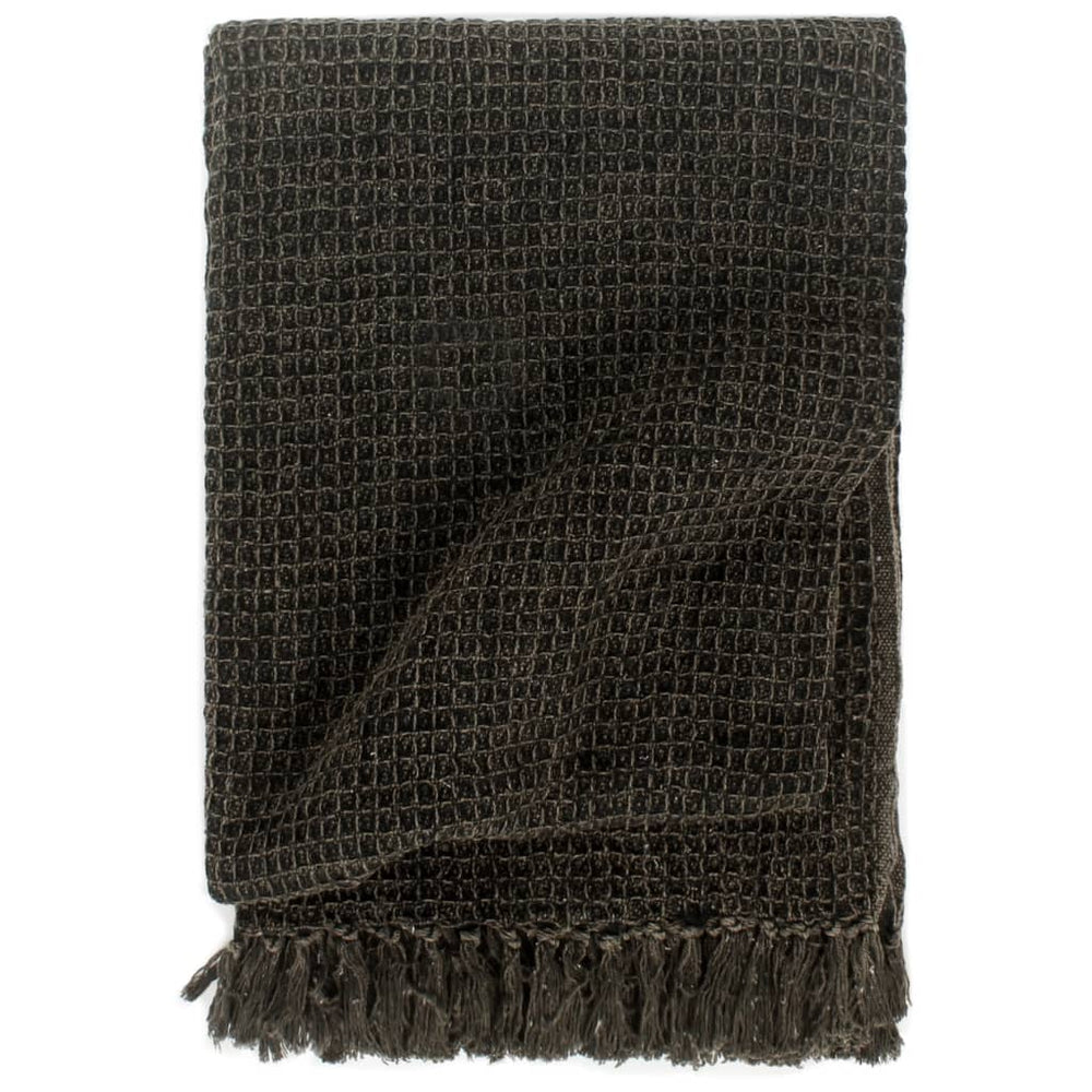 vidaXL Throw Cotton 125x150 cm Anthracite/Brown