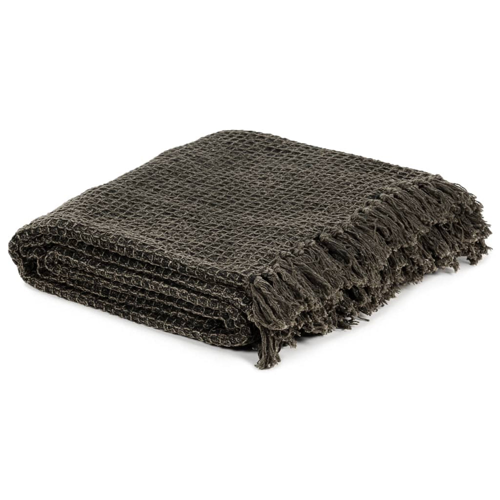 vidaXL Throw Cotton 125x150 cm Anthracite/Brown