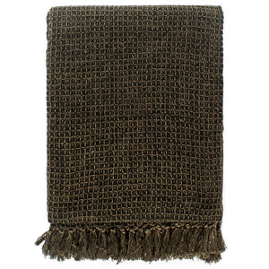 vidaXL Throw Cotton 125x150 cm Anthracite/Brown