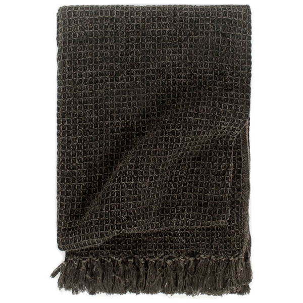 vidaXL Cotton Throw 160x210 cm Anthracite/Brown