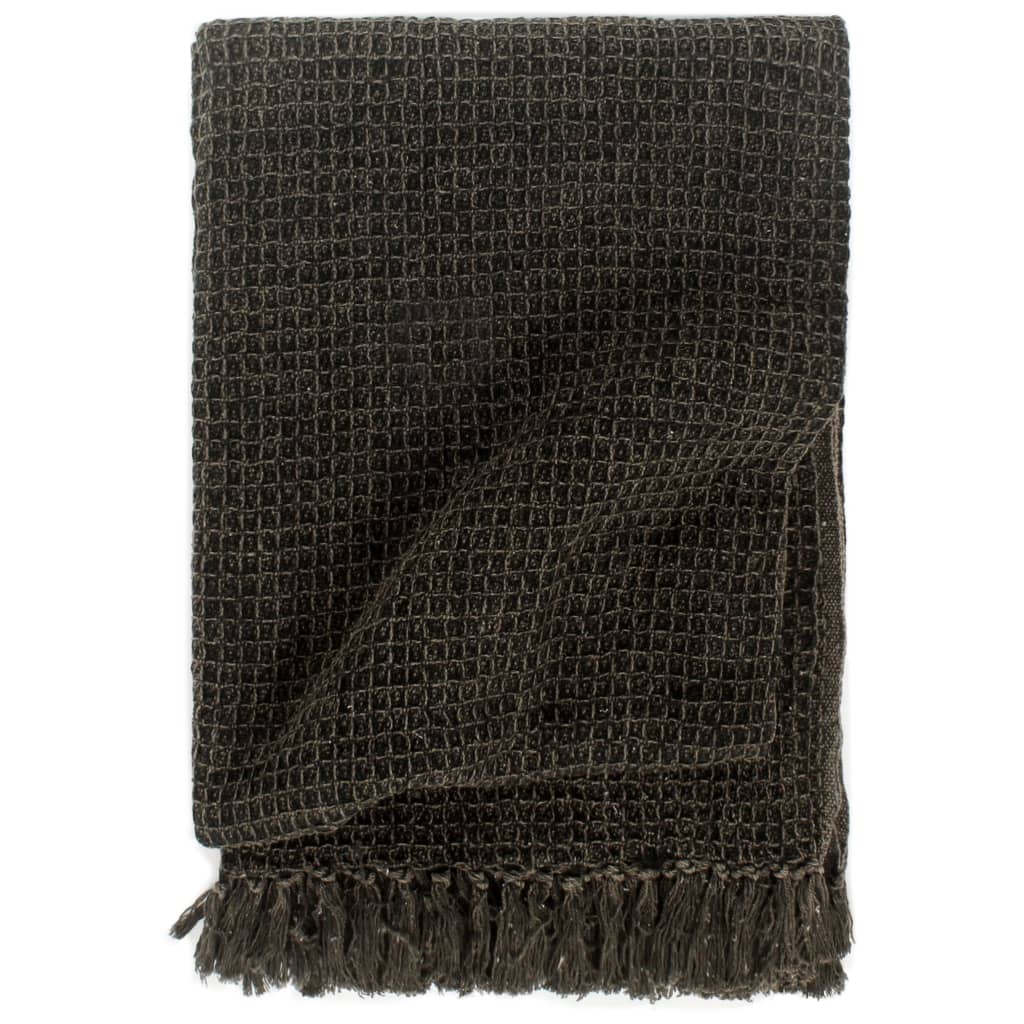 vidaXL Cotton Throw 160x210 cm Anthracite/Brown