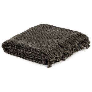 vidaXL Cotton Throw 160x210 cm Anthracite/Brown