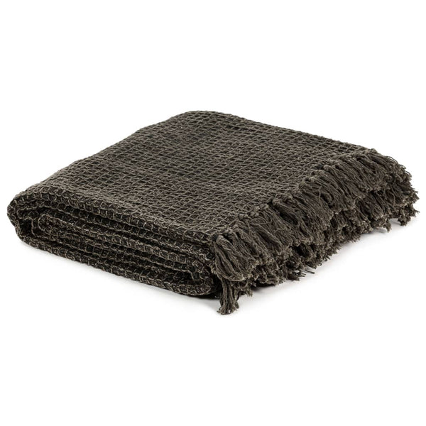 vidaXL Cotton Throw 160x210 cm Anthracite/Brown