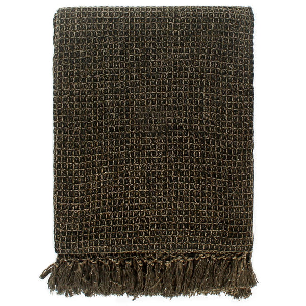 vidaXL Cotton Throw 160x210 cm Anthracite/Brown