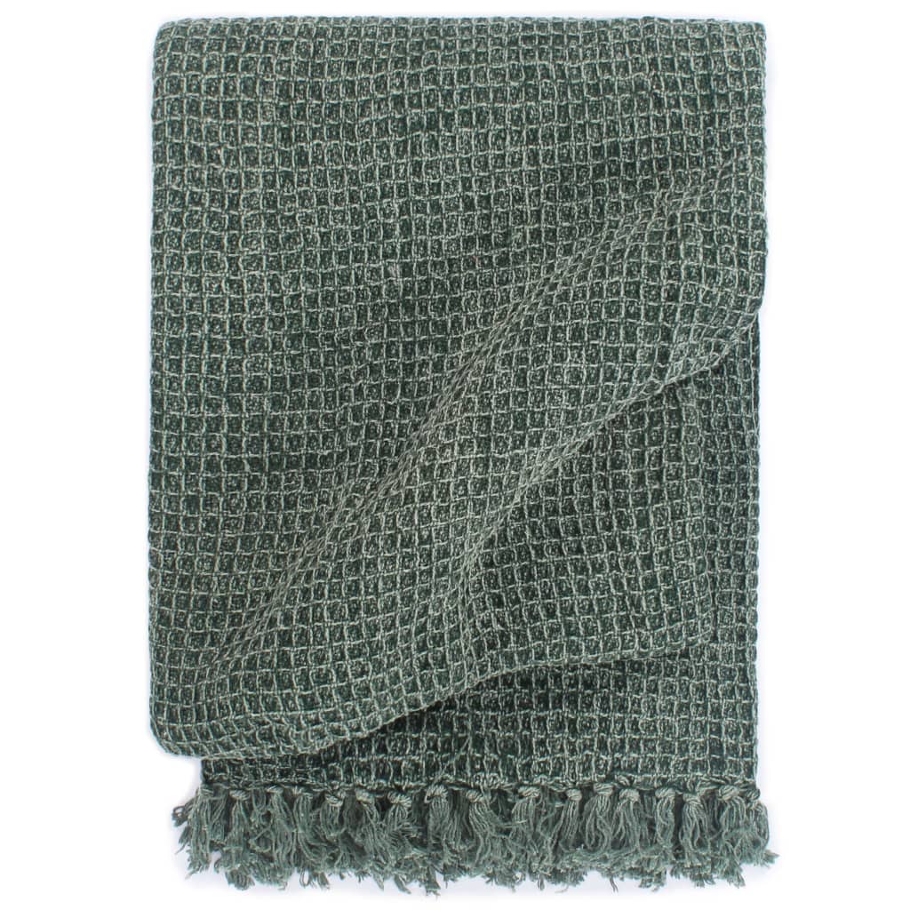 vidaXL Cotton Throw 160x210 cm Dark Green