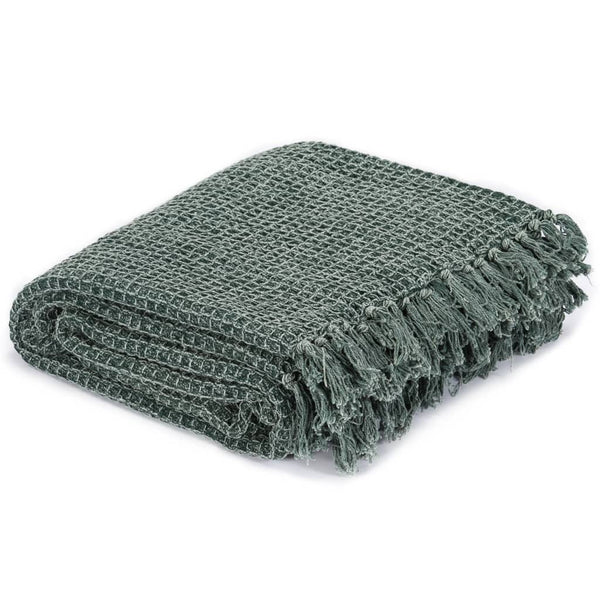 vidaXL Cotton Throw 160x210 cm Dark Green