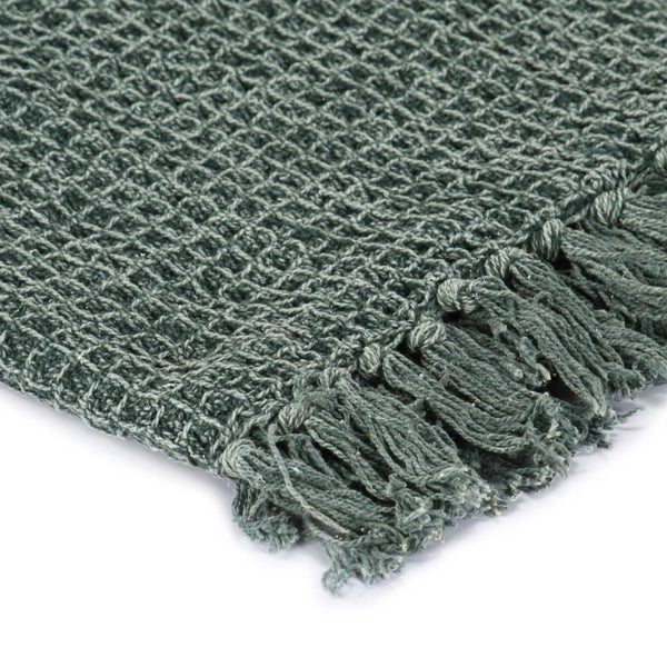 vidaXL Cotton Throw 160x210 cm Dark Green