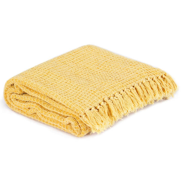 vidaXL Cotton Throw 160x210 cm Mustard Yellow