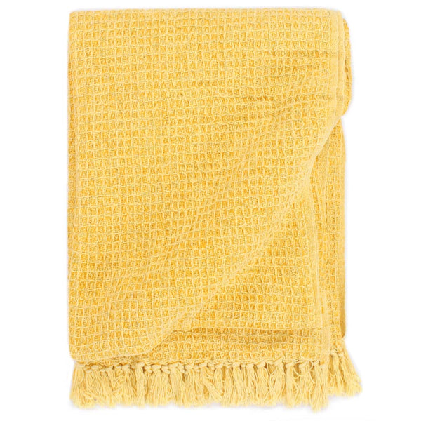 vidaXL Cotton Throw 220x250 cm Mustard Yellow