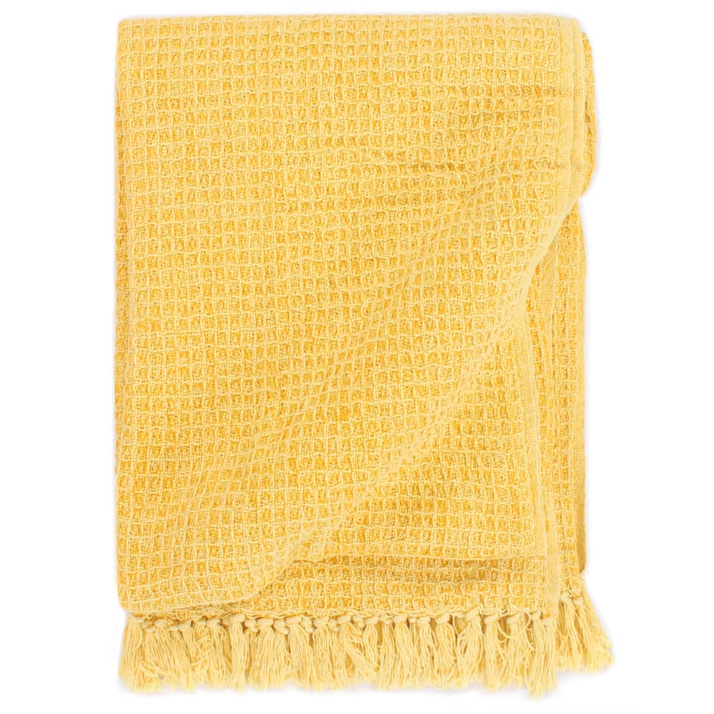 vidaXL Cotton Throw 220x250 cm Mustard Yellow