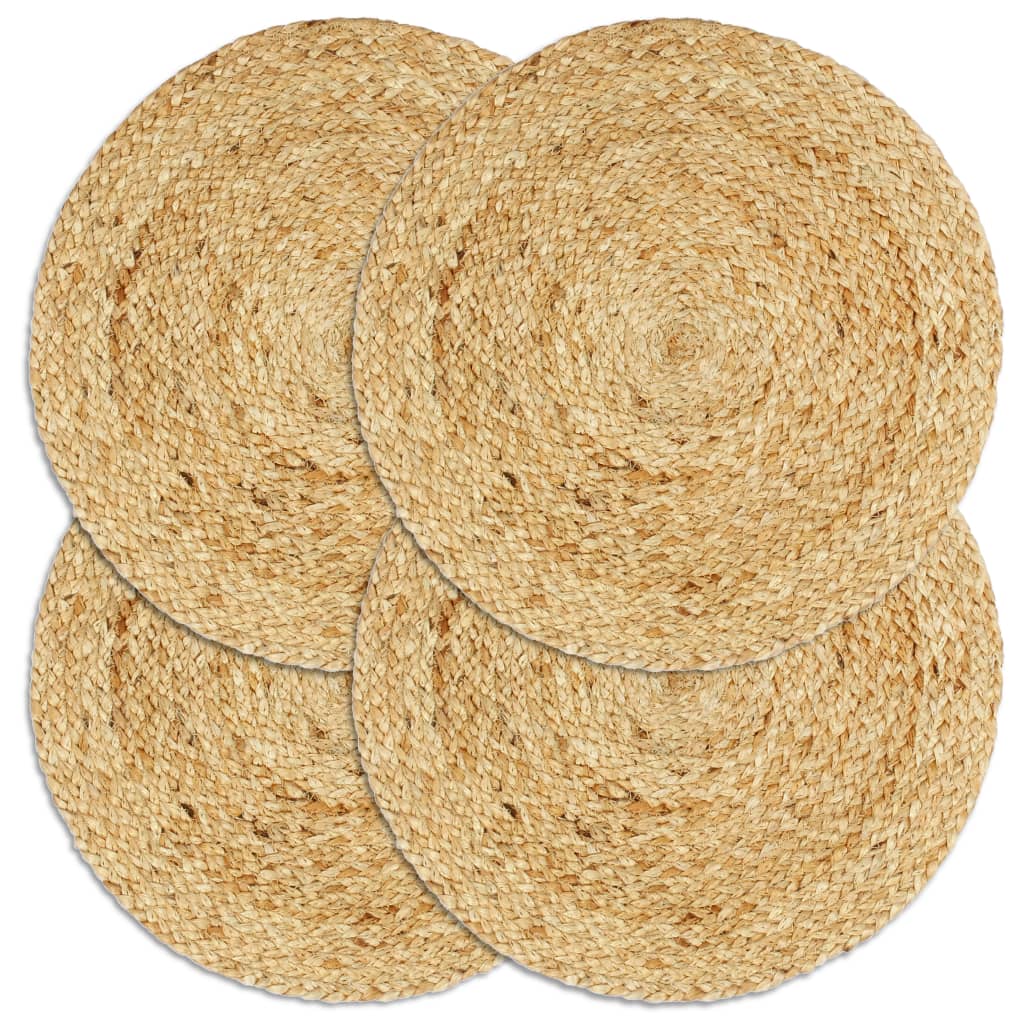 vidaXL Placemats 4 pcs. Natural 38 cm Round Jute