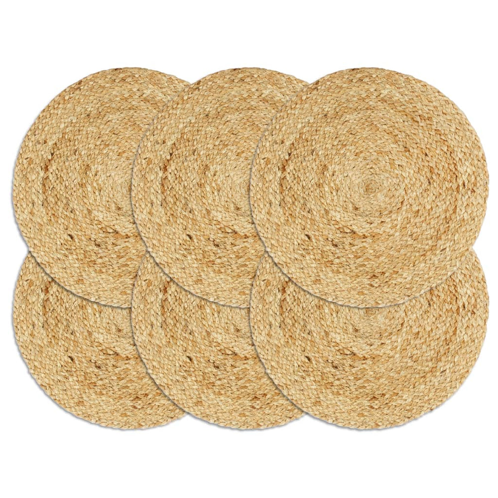 vidaXL Placemats 6 pcs. Natural 38 cm Round Jute