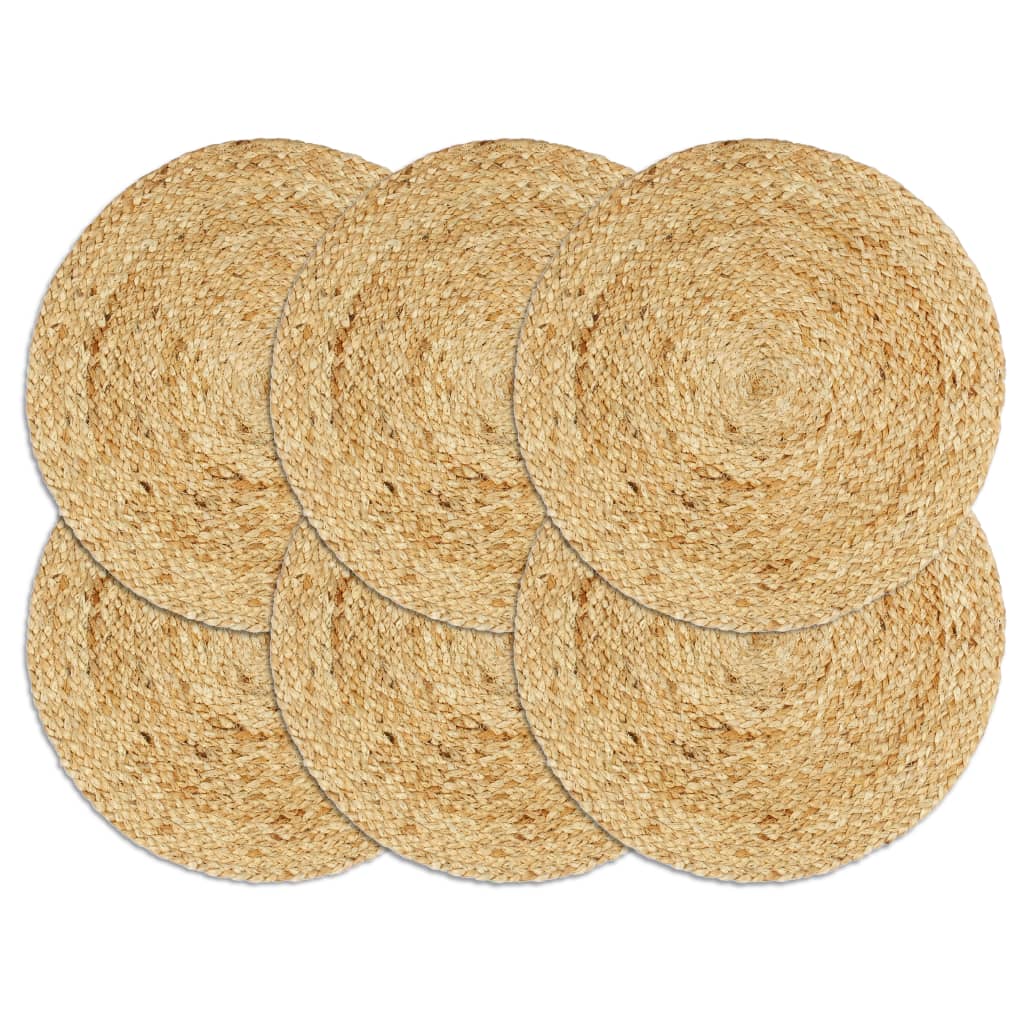 vidaXL Placemats 6 pcs. Natural 38 cm Round Jute