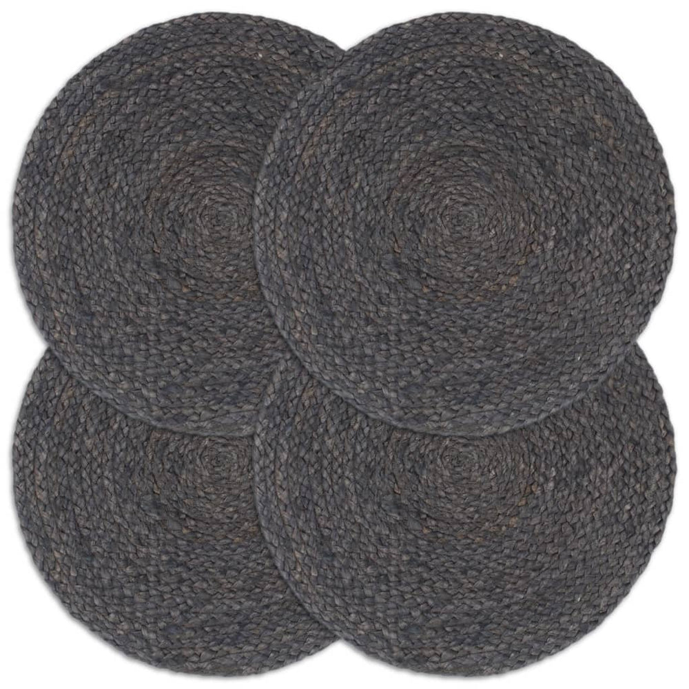 vidaXL Placemats 4 pcs. Dark Grey 38 cm Round Jute