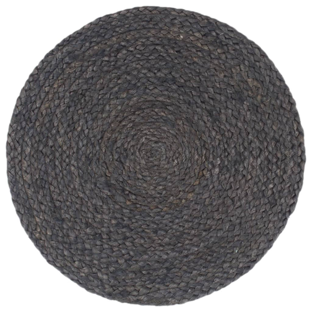 vidaXL Placemats 4 pcs. Dark Grey 38 cm Round Jute