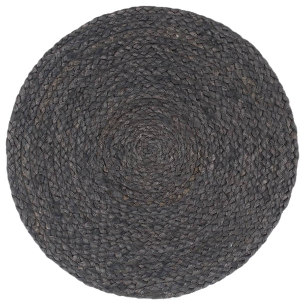 vidaXL Placemats 6 pcs Dark Grey 38 cm Round Jute