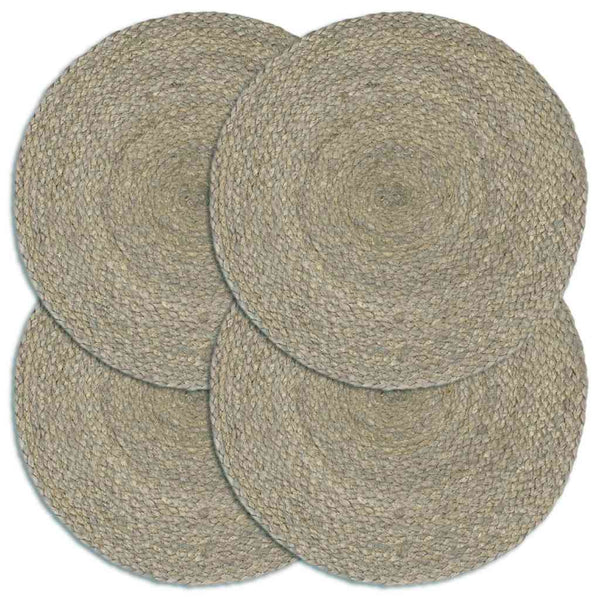vidaXL Placemats 4 pcs. Gray 38 cm Round Jute