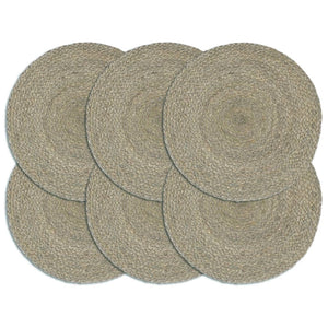 vidaXL Placemats 6 pcs. Grey 38 cm Round Jute