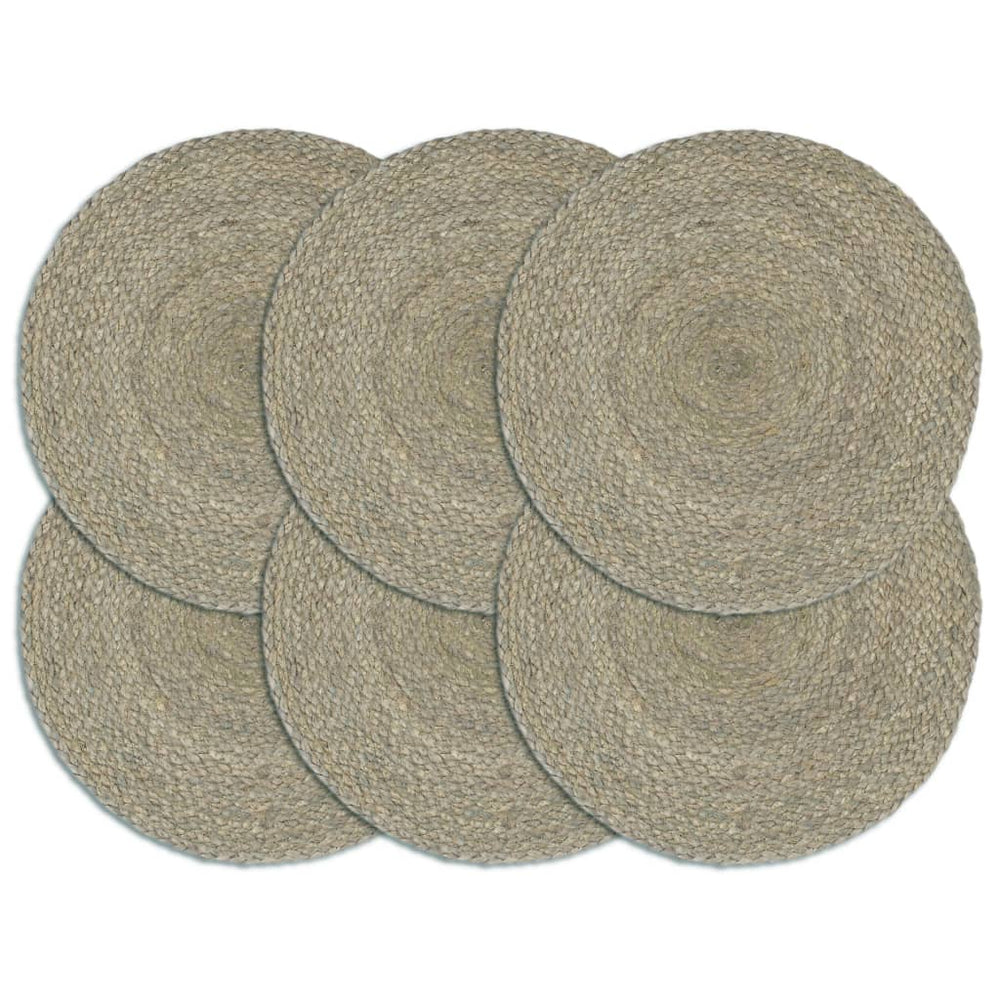 vidaXL Placemats 6 pcs. Grey 38 cm Round Jute