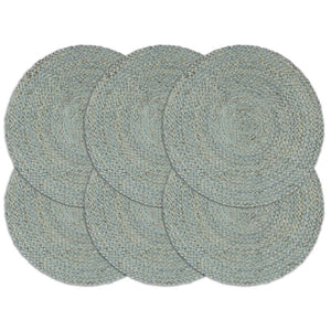 vidaXL Placemats 6 pcs. Solid Olive Green 38 cm Round Jute