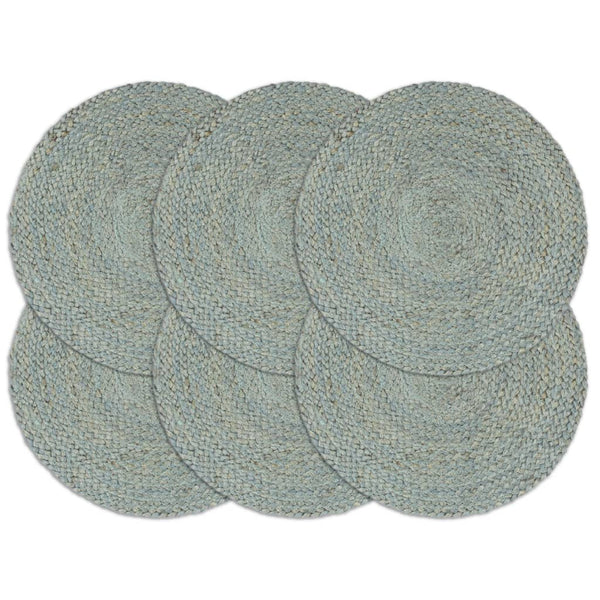 vidaXL Placemats 6 pcs. Solid Olive Green 38 cm Round Jute
