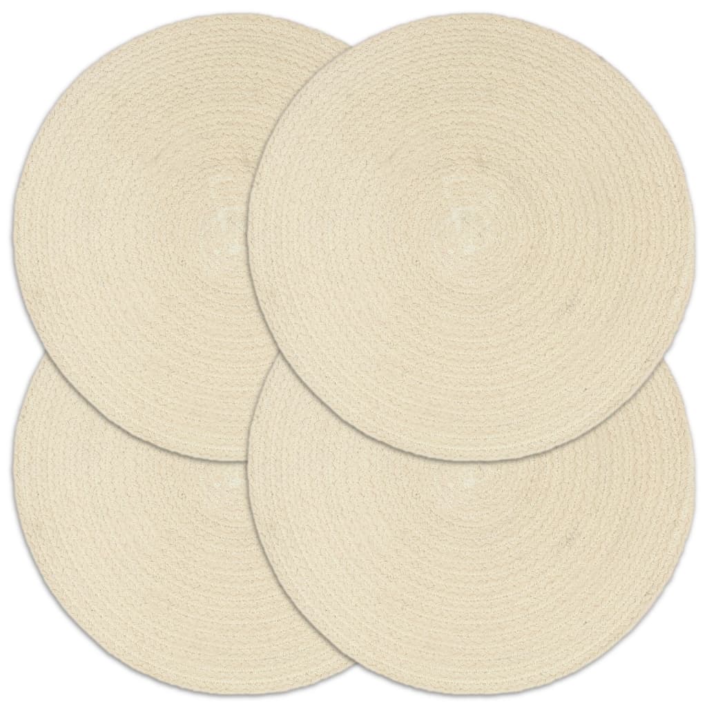 vidaXL Placemats 4 pcs. Natural 38 cm Round Cotton