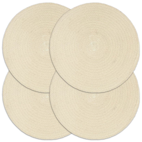 vidaXL Placemats 4 pcs. Natural 38 cm Round Cotton