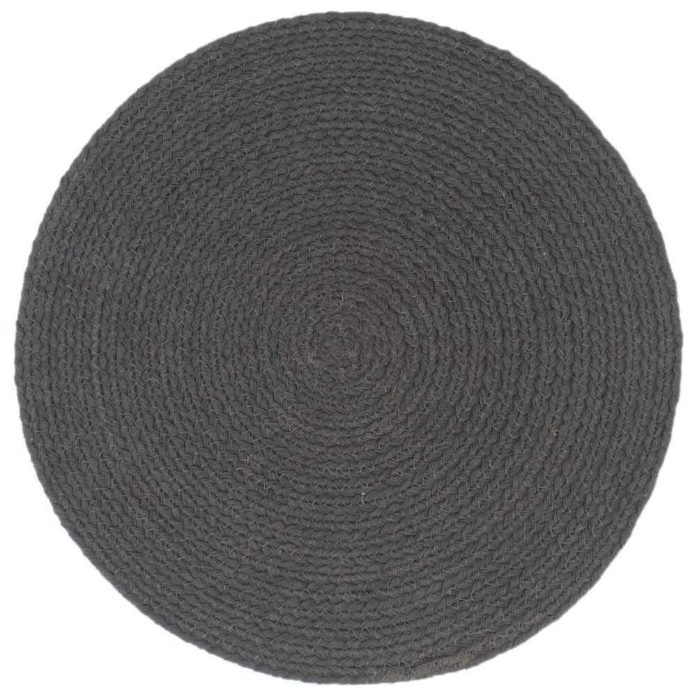 vidaXL Placemats 4 pcs. Dark Grey 38 cm Round Cotton