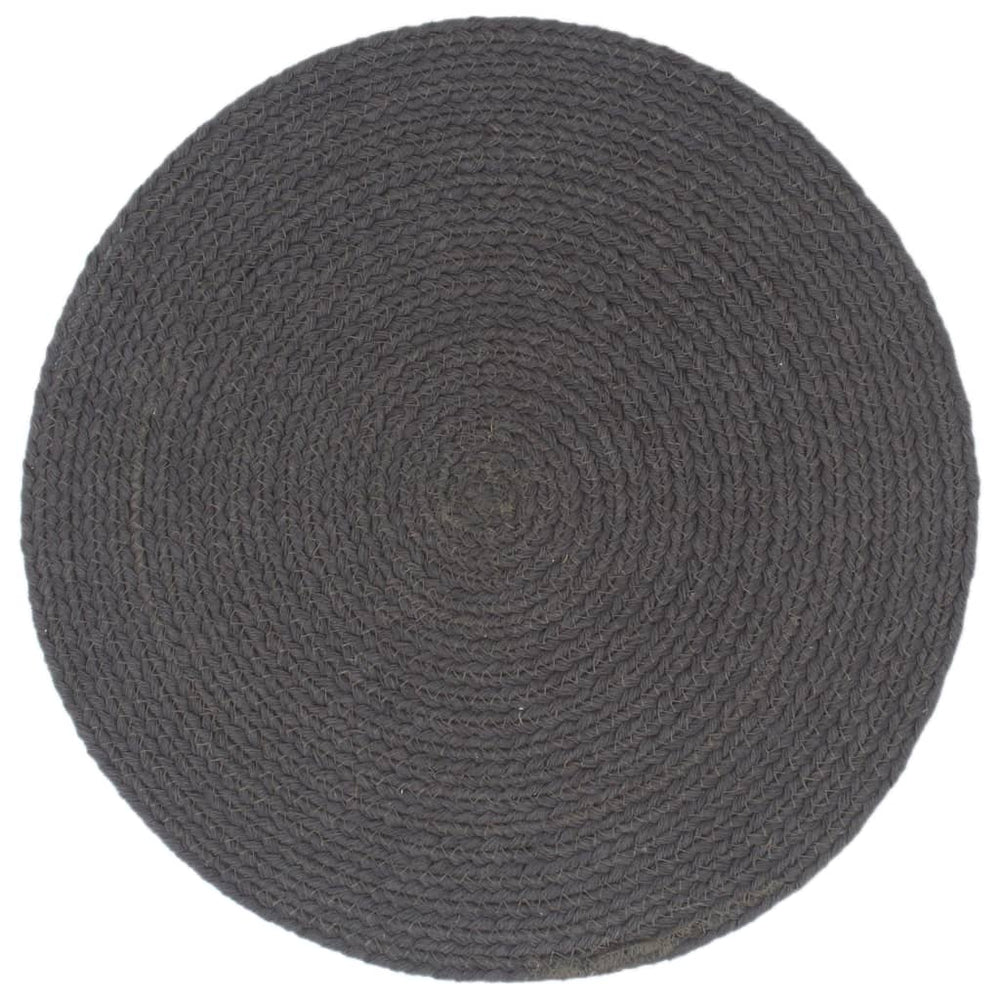 vidaXL Placemats 6 pcs Dark Grey 38 cm Round Cotton