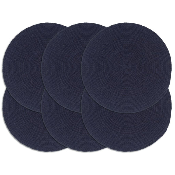 vidaXL Placemats 6 pcs Navy Blue 38 cm Round Cotton