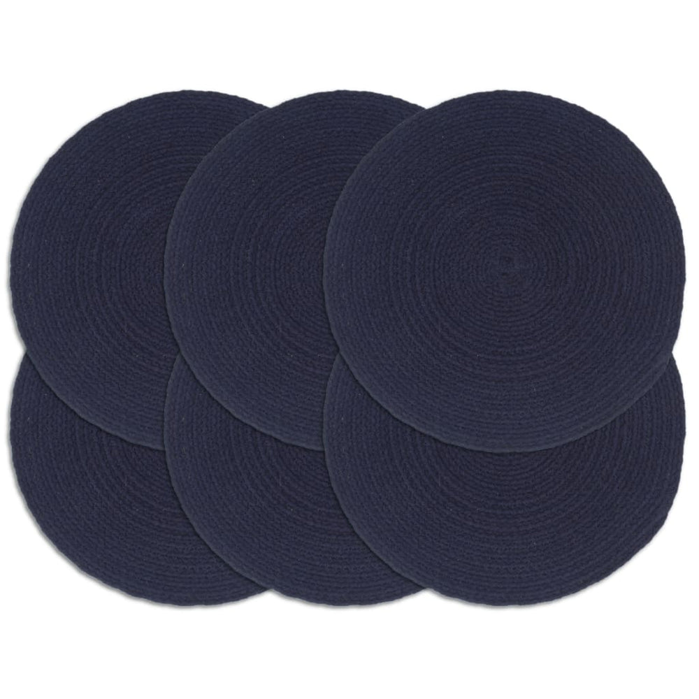 vidaXL Placemats 6 pcs Navy Blue 38 cm Round Cotton