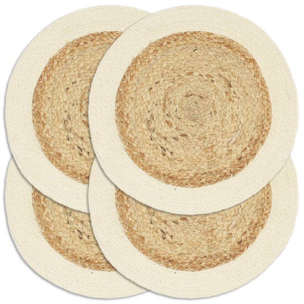 vidaXL Placemats 4 pcs. Natural 38 cm Round Jute and Cotton