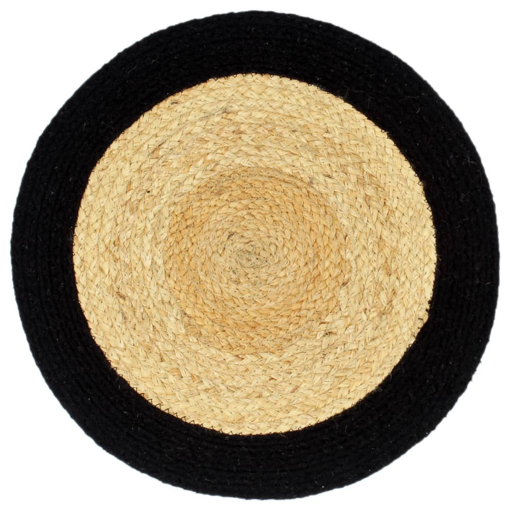 vidaXL Placemats 4 pcs. Natural and Black 38 cm Jute and Cotton
