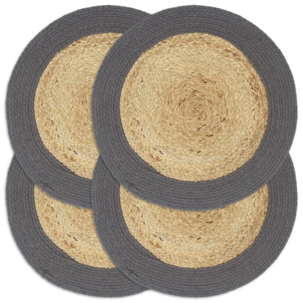 vidaXL Placemats 4 pcs. Natural and Anthracite 38 cm Jute and Cotton