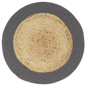 vidaXL Placemats 6 pcs. Natural and Anthracite 38 cm Jute and Cotton