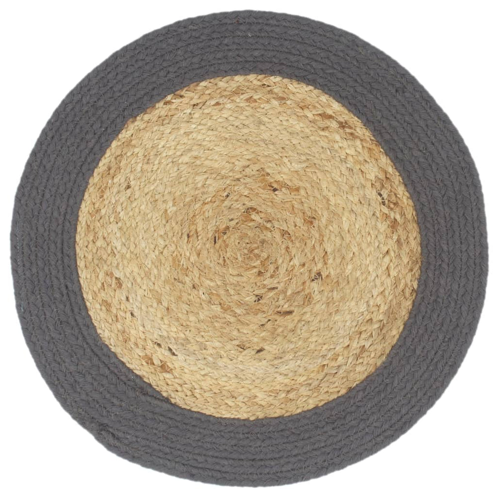 vidaXL Placemats 6 pcs. Natural and Anthracite 38 cm Jute and Cotton