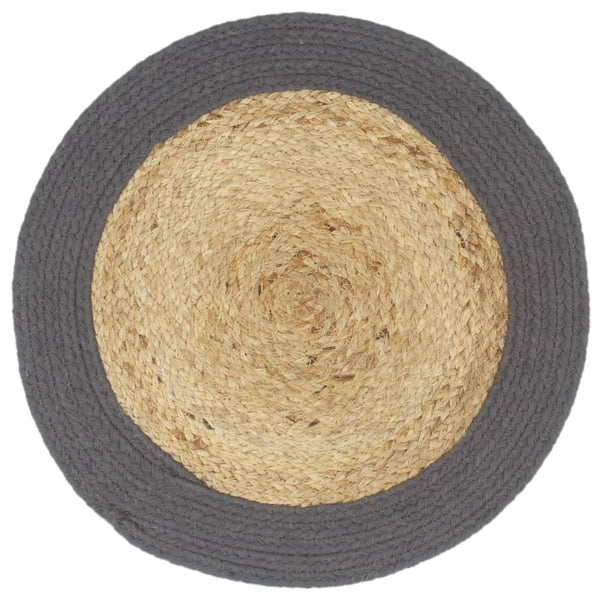 vidaXL Placemats 6 pcs. Natural and Anthracite 38 cm Jute and Cotton
