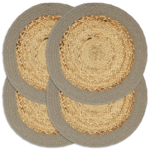 vidaXL Placemats 4 pcs. Natural and Grey 38 cm Jute and Cotton