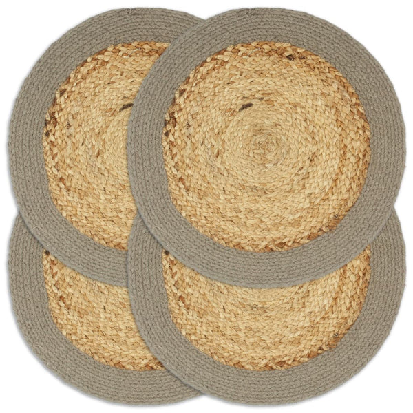 vidaXL Placemats 4 pcs. Natural and Grey 38 cm Jute and Cotton