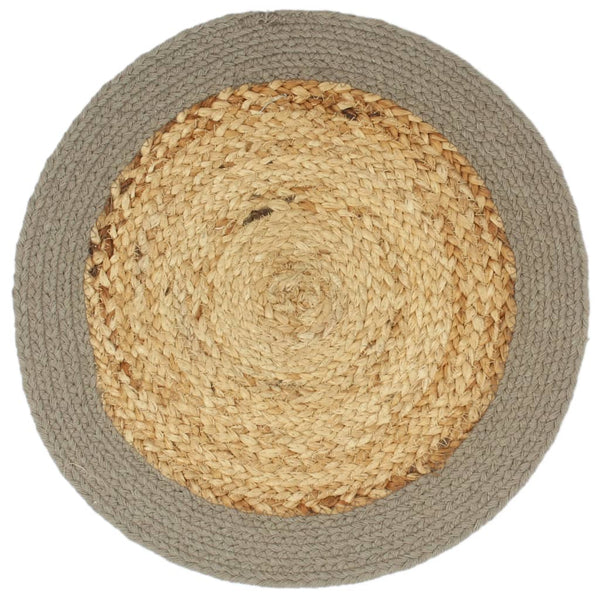 vidaXL Placemats 4 pcs. Natural and Grey 38 cm Jute and Cotton